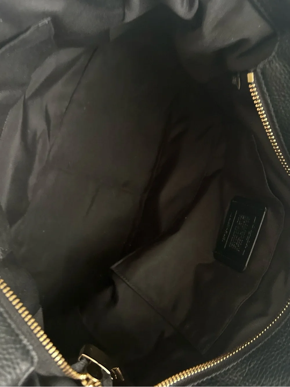 Coach Black Pebbled Leather Tote Bag Gold Chain Shoulder Purse